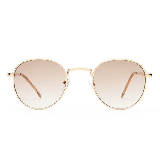 Rising Gold Tan Female Round Sunglasses | Aire