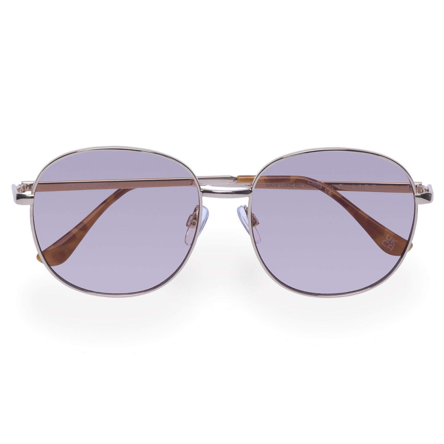 Atria Bright Gold Female Round Sunglasses | Aire