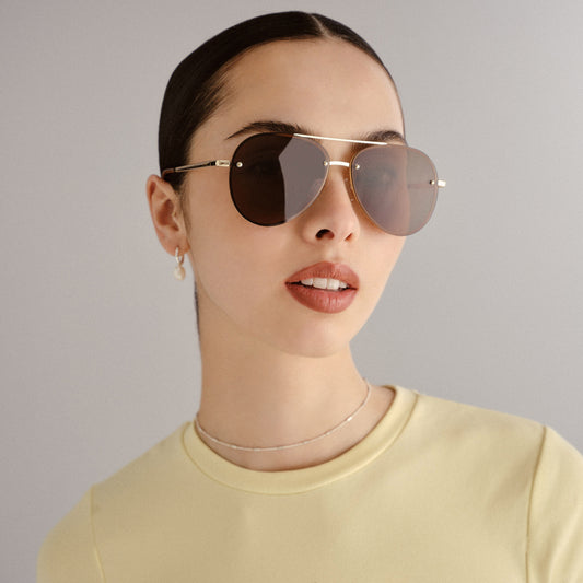 Mirzam Gold Uni-Sex Aviator Sunglasses | Aire