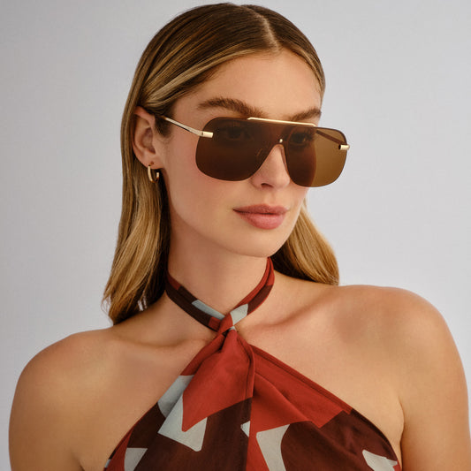 Venatici Gold Female Aviator Sunglasses | Aire