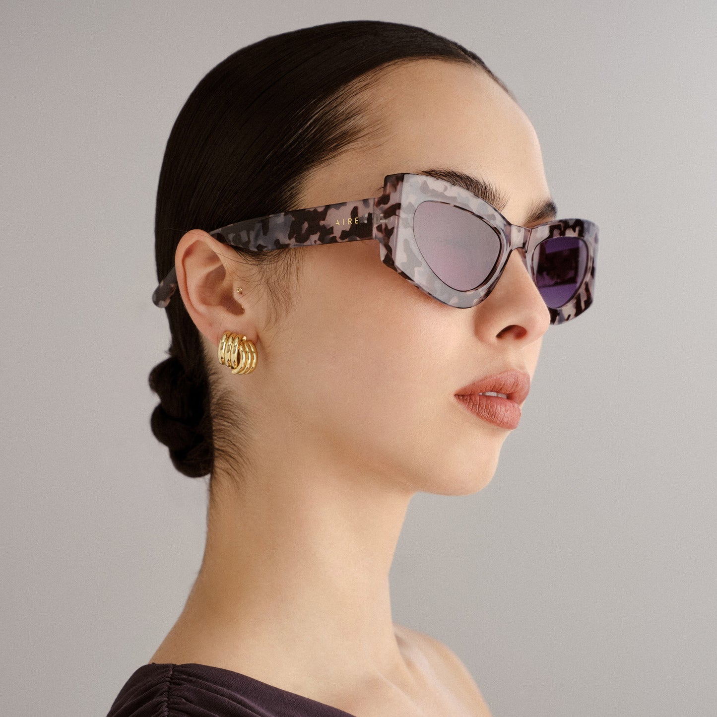 Electra Charcoal Tort Female Cat-Eye Sunglasses | Aire