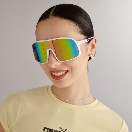 Blazars White Uni-Sex Wrap Sunglasses | Aire
