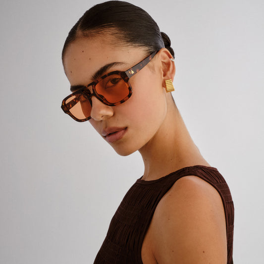 Aquarius Rich Amber Tort Female Aviator Sunglasses | Aire