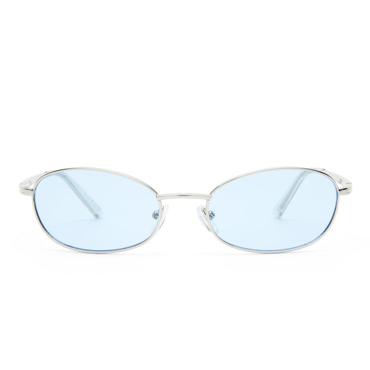 High Beam Silver Clear Uni-Sex Oval Sunglasses | Aire
