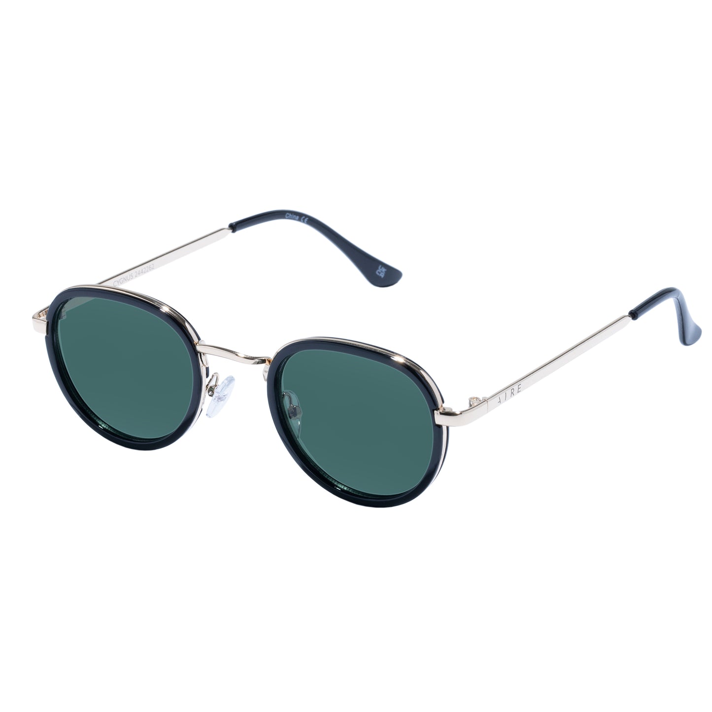 Cygnus Black Gold Uni-Sex Round Sunglasses | Aire