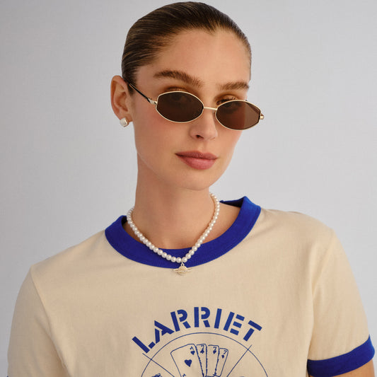 Objective Gold Female Oval Sunglasses | Aire