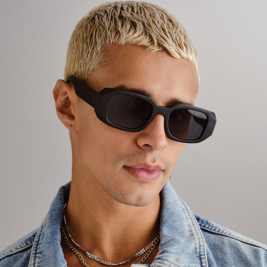 Ascendant Matte Black Uni-Sex Rectangle Sunglasses | Aire
