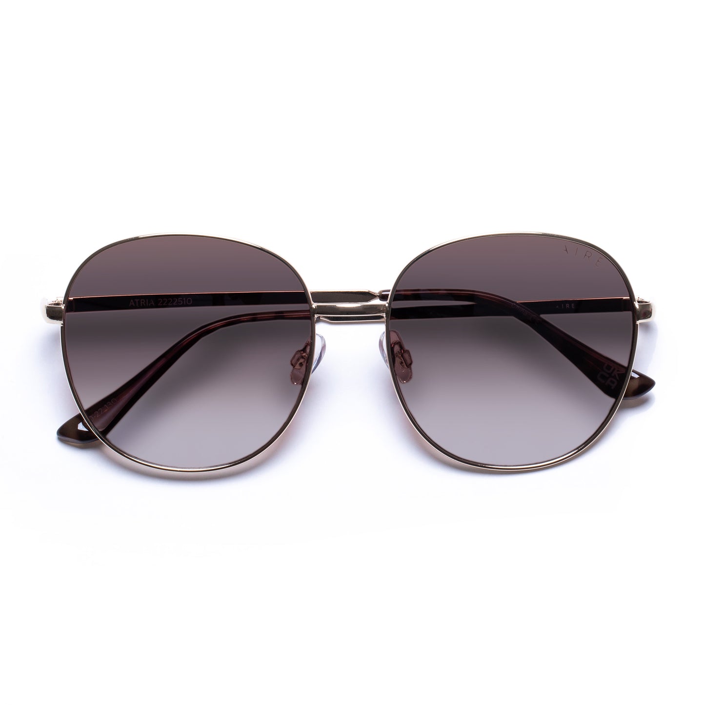 Atria Gold Female Round Sunglasses | Aire