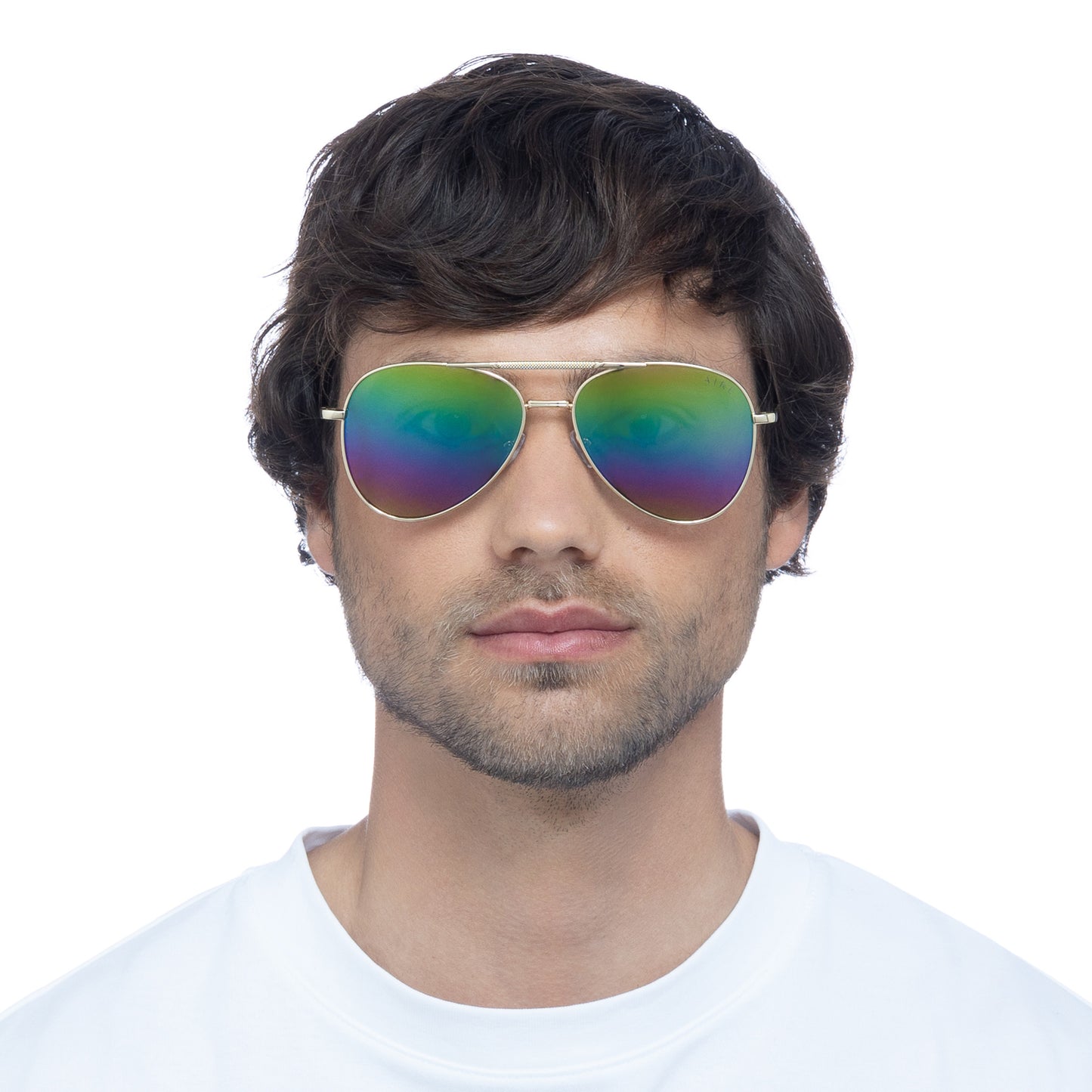 Alpha Bright Gold Uni-Sex Aviator Sunglasses | Aire