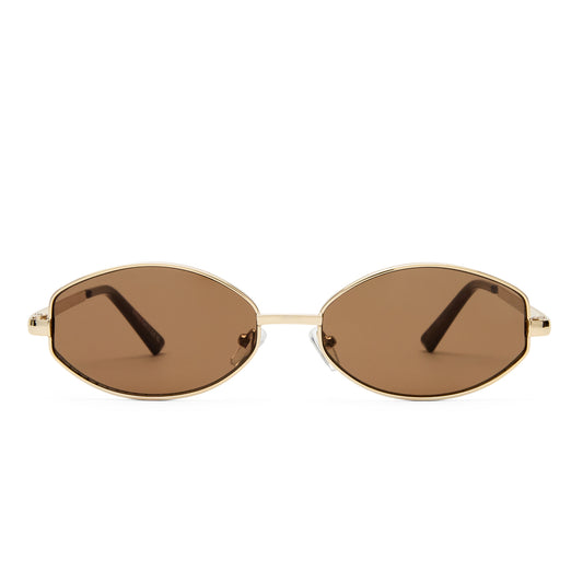 Objective Gold Female Oval Sunglasses | Aire