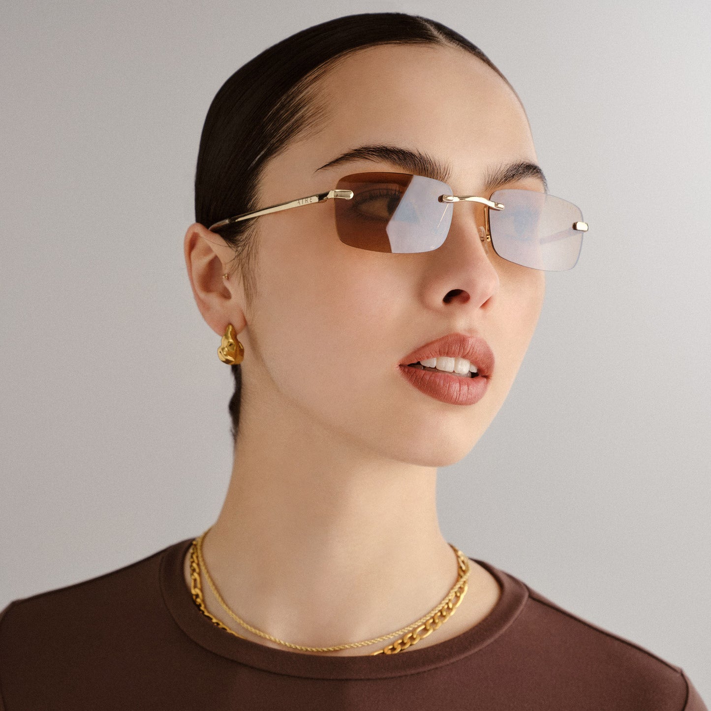 Ursa Bright Gold Uni-Sex Rectangle Sunglasses | Aire