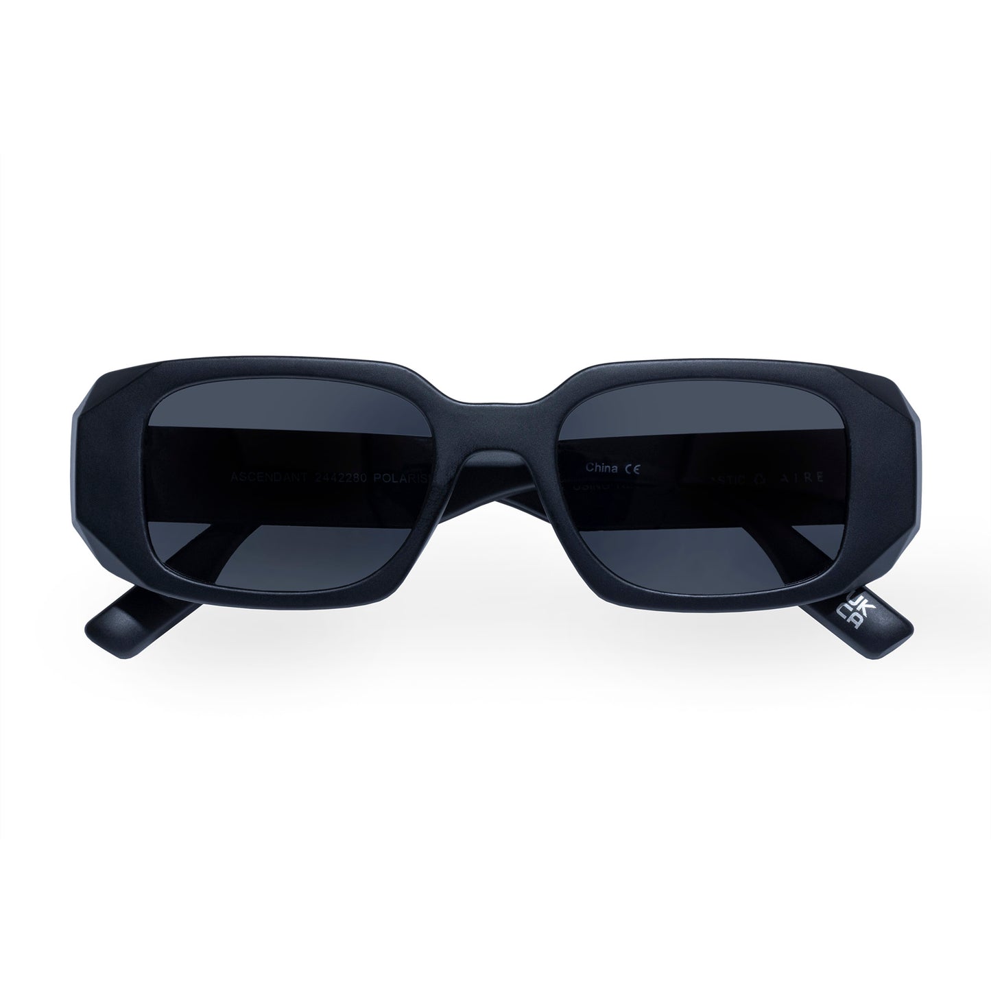Ascendant Matte Black Uni-Sex Rectangle Sunglasses | Aire