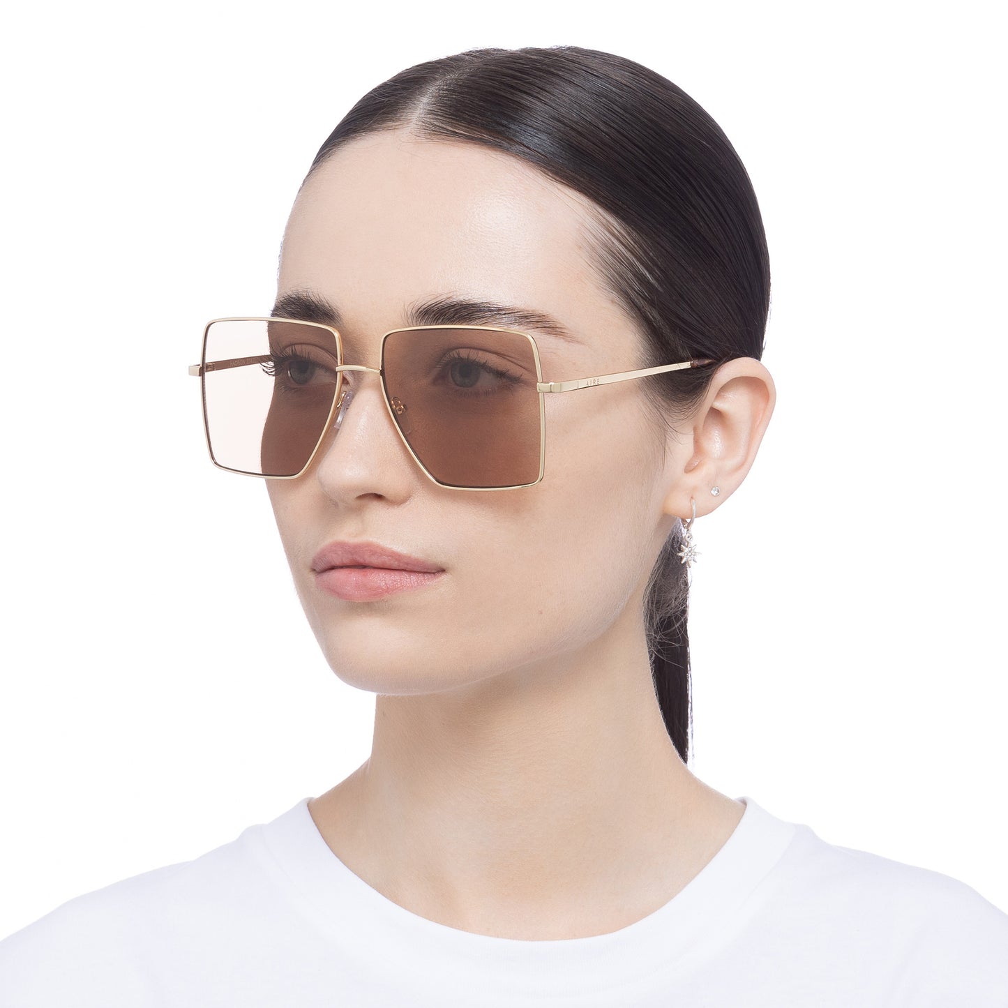 Hadron Bright Gold Female Square Sunglasses | Aire