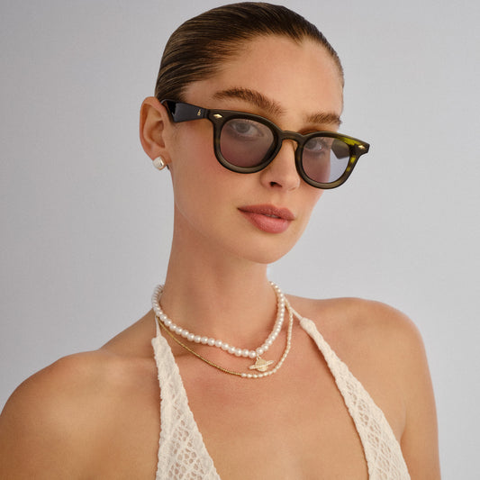 Aperture Ashen Olive Uni-Sex Round Sunglasses | Aire