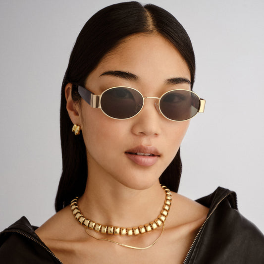 Mars Ii Gold Dark Tort Uni-Sex Oval Sunglasses | Aire