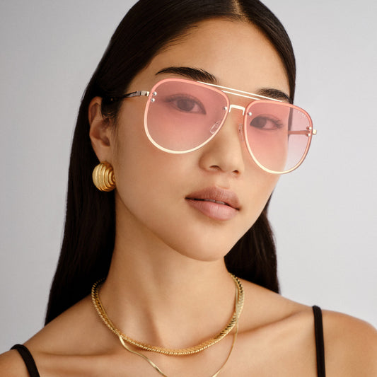Quartz Gold Female Aviator Sunglasses | Aire