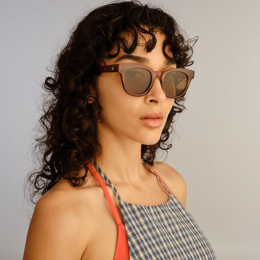 Dorado Hazelnut Marble Uni-Sex Round Sunglasses | Aire