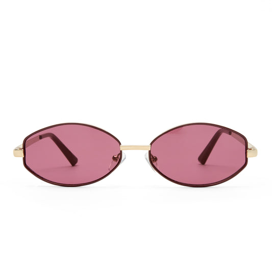 Objective Gold Burgundy Mono Female Oval Sunglasses | Aire