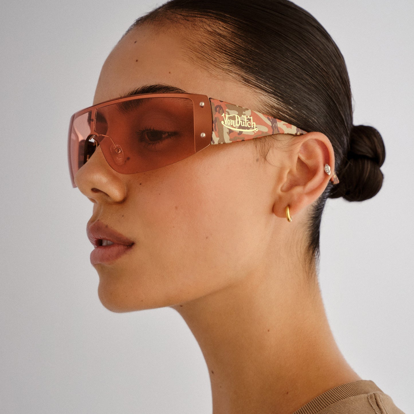 Rumour Gold Camo Female Aviator Sunglasses | Aire