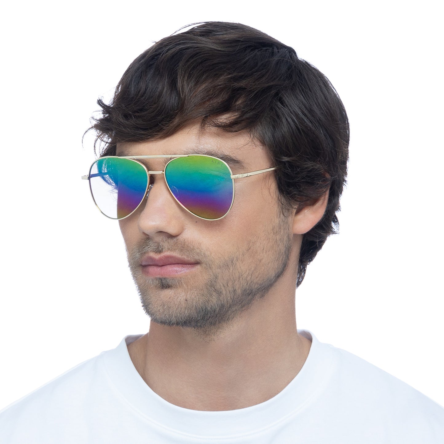 Alpha Bright Gold Uni-Sex Aviator Sunglasses | Aire