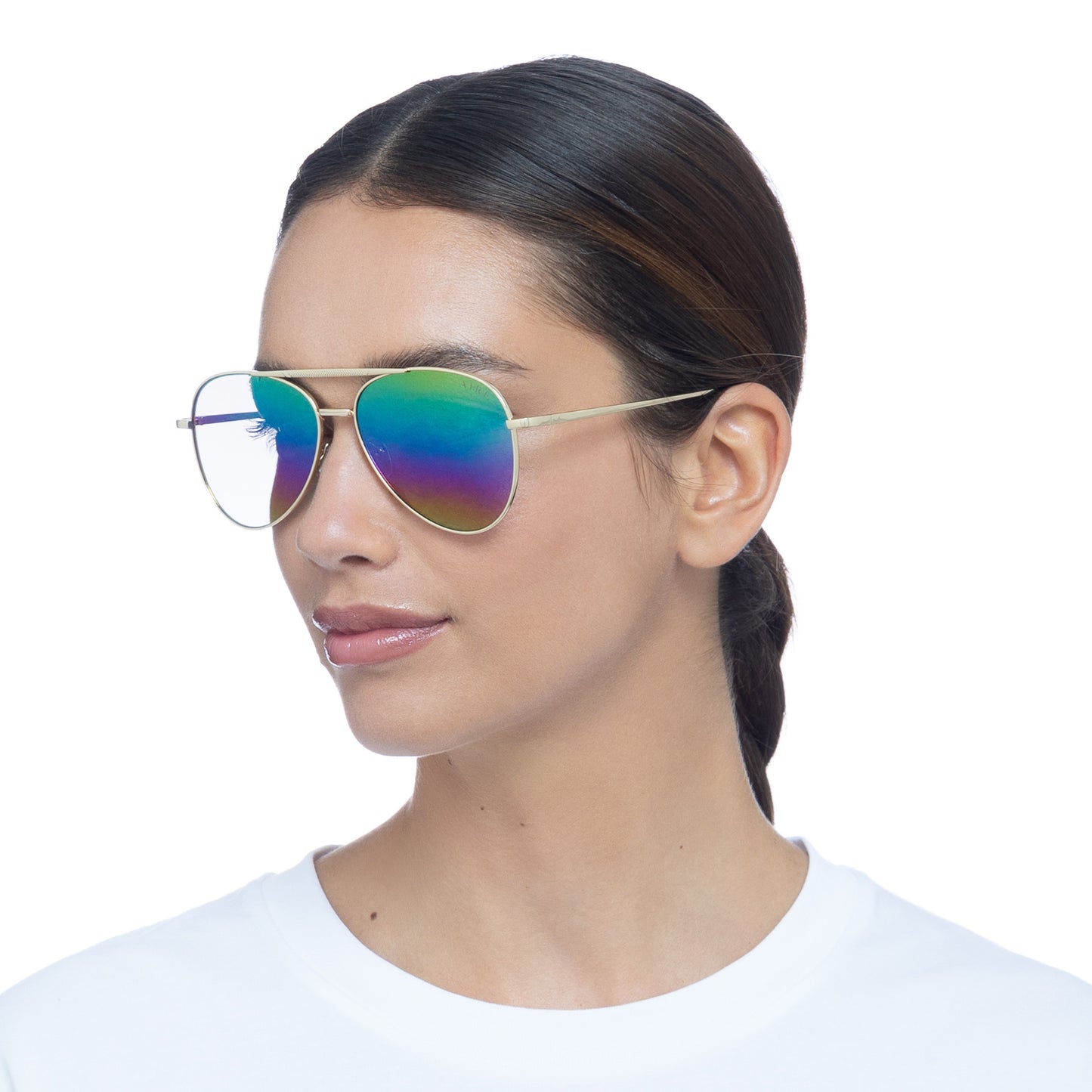 Alpha Bright Gold Uni-Sex Aviator Sunglasses | Aire