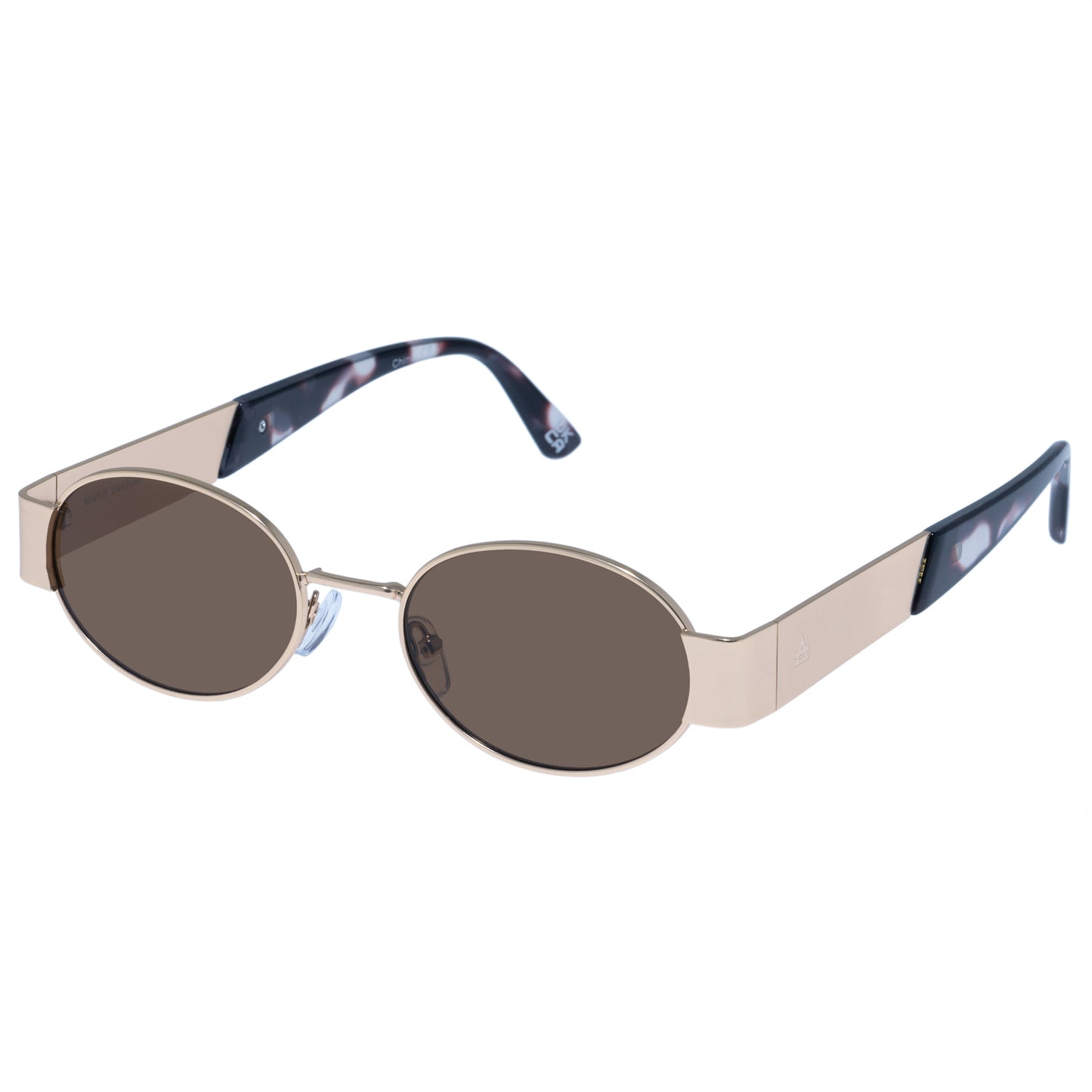 Mars Satin Gold Charcoal Tort Uni-Sex Oval Sunglasses | Aire