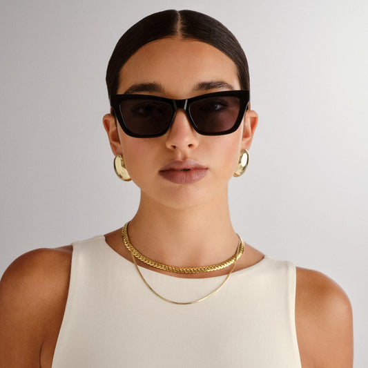 Amplitude Black Female Cat-Eye Sunglasses | Aire