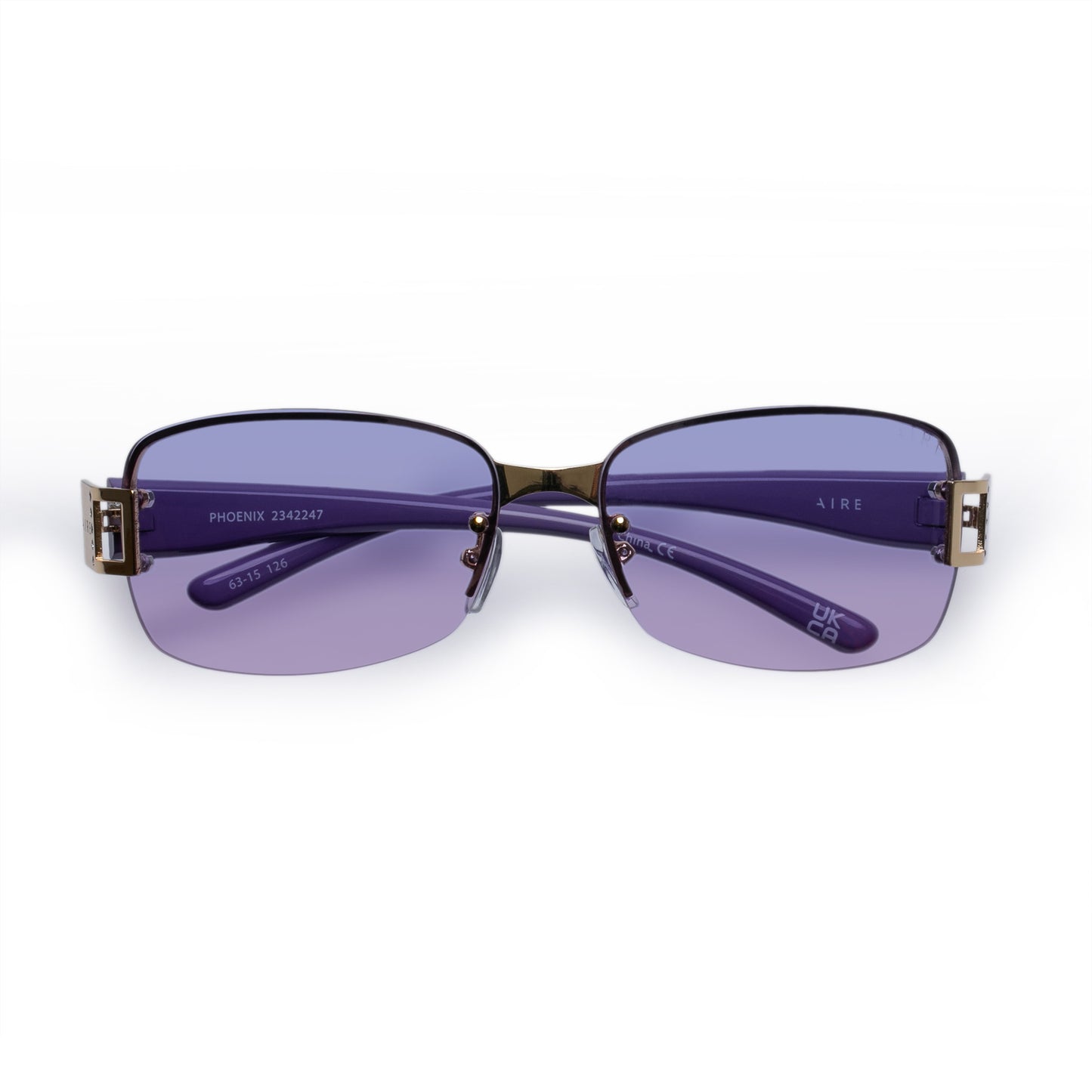 Phoenix Bright Gold Lilac Female Rectangle Sunglasses | Aire