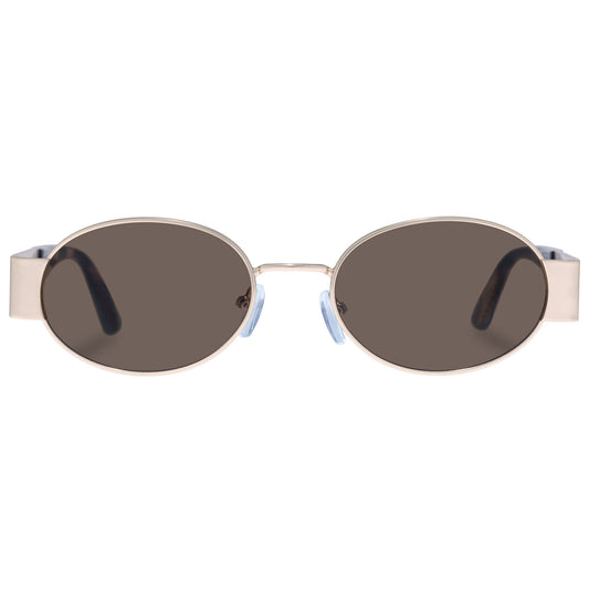 Mars Satin Gold Charcoal Tort Uni-Sex Oval Sunglasses | Aire