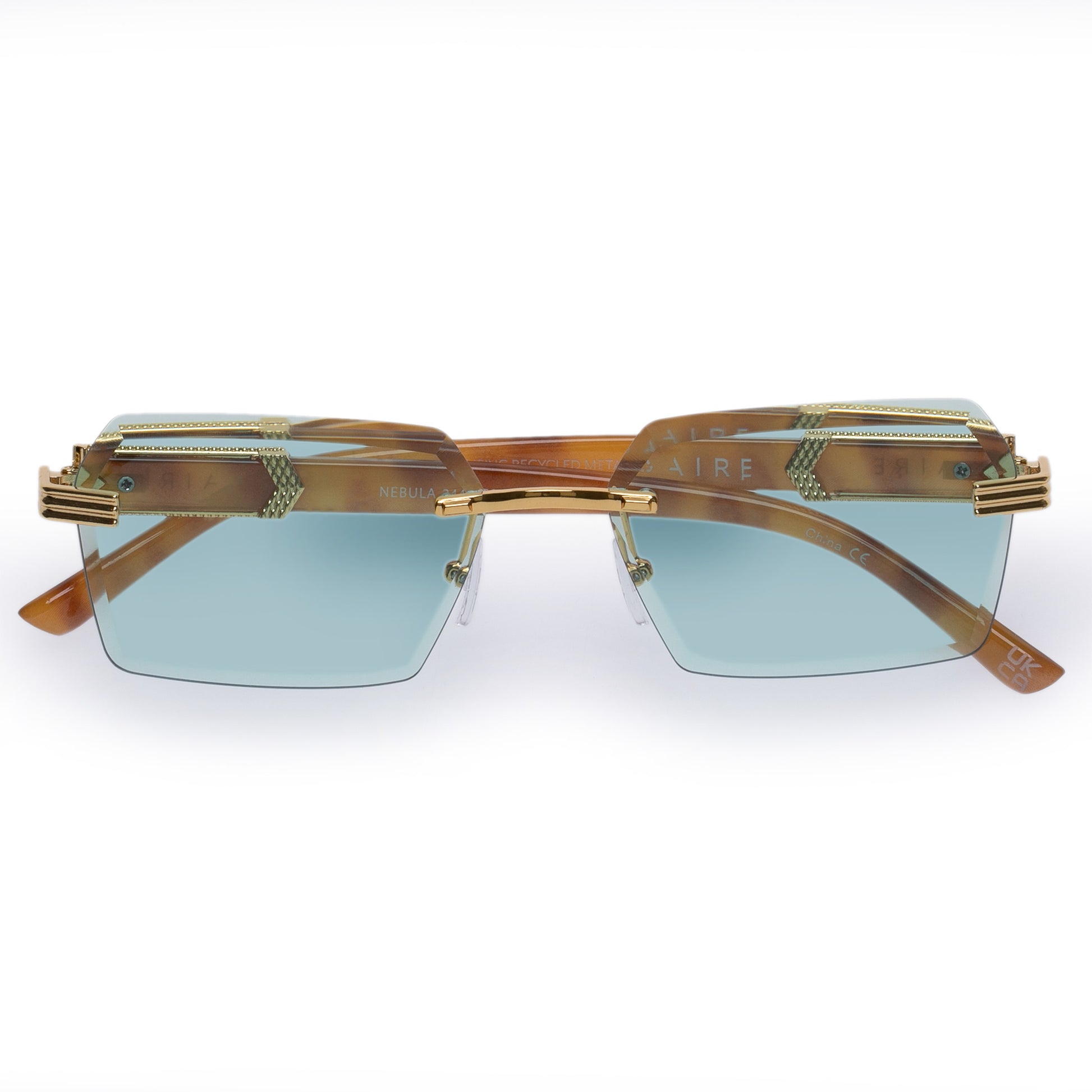 Nebula Bright Gold Vintage Tort Uni-Sex Rectangle Sunglasses | Aire