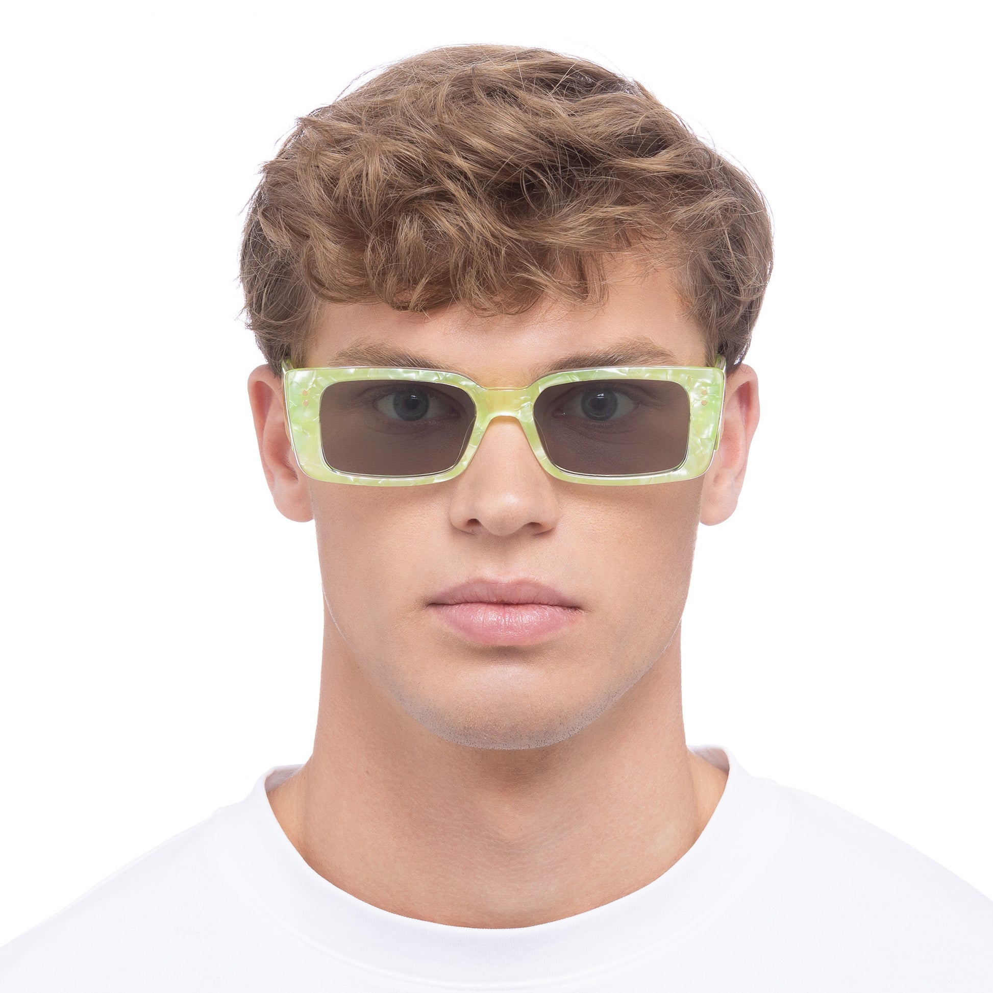 Orion Glowing Green Marble Uni-Sex Rectangle Sunglasses | Aire