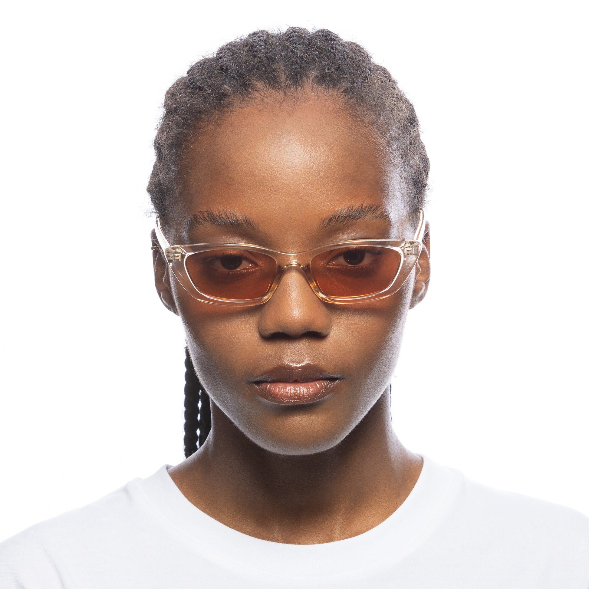 Titania Champagne Female Cat-Eye Sunglasses | Aire