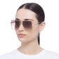 Hadron Gold Female Square Sunglasses | Aire