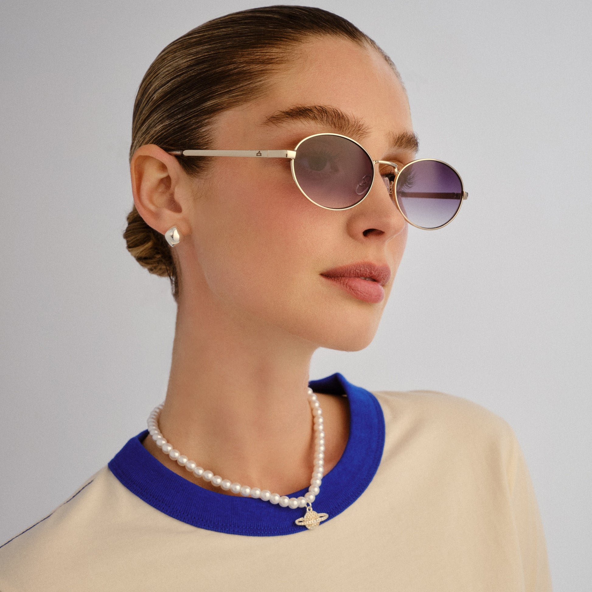 Ephermeris Gold Uni-Sex Oval Sunglasses | Aire