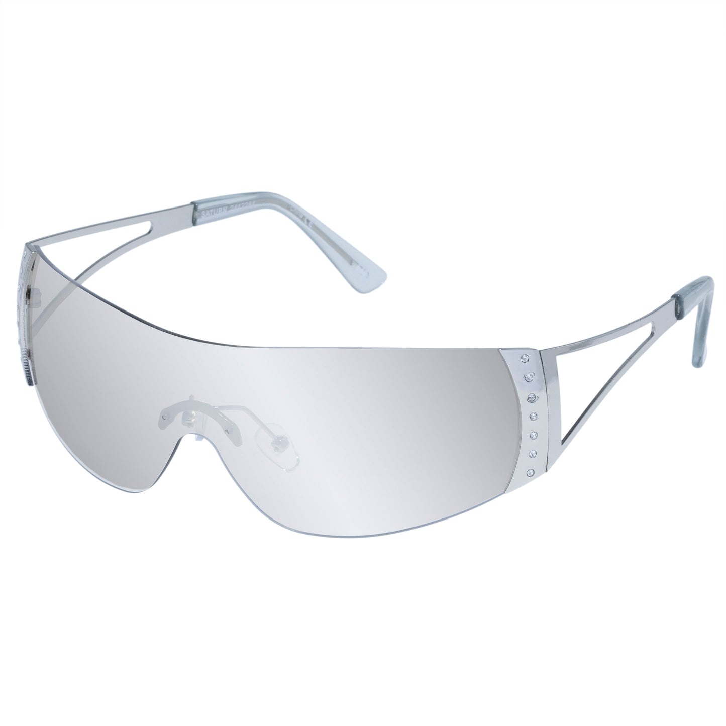 Saturn Silver Crystal Clear Female Shield Sunglasses | Aire