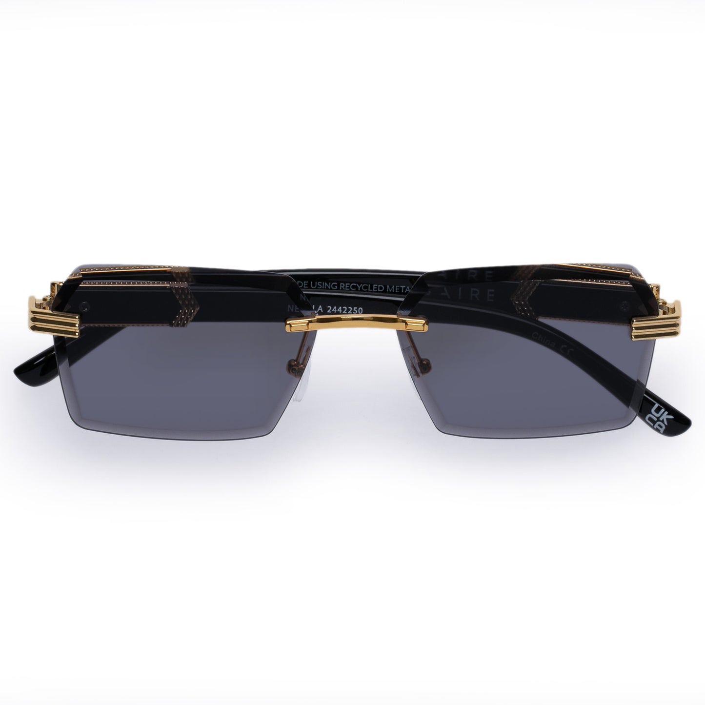 Nebula Bright Gold Black Uni-Sex Rectangle Sunglasses | Aire