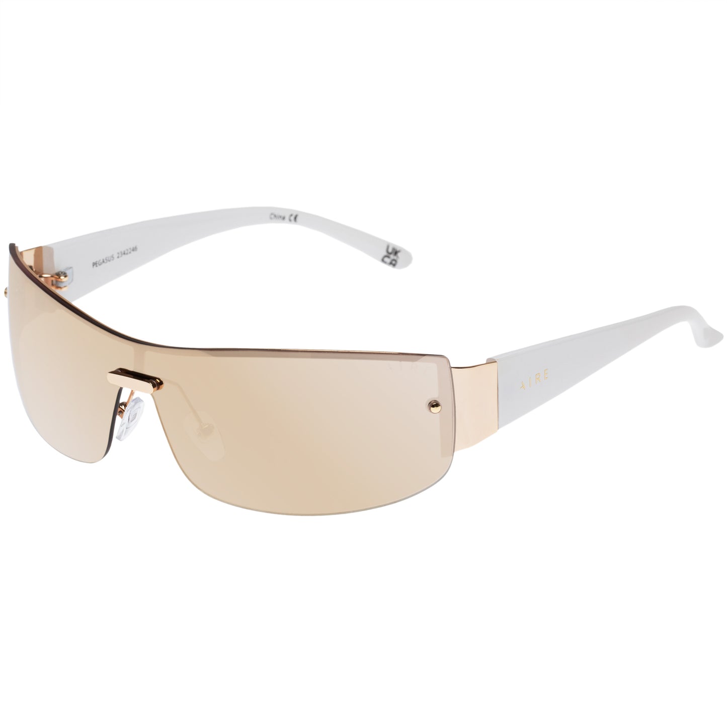 Pegasus Soft Gold White Female Wrap Sunglasses | Aire