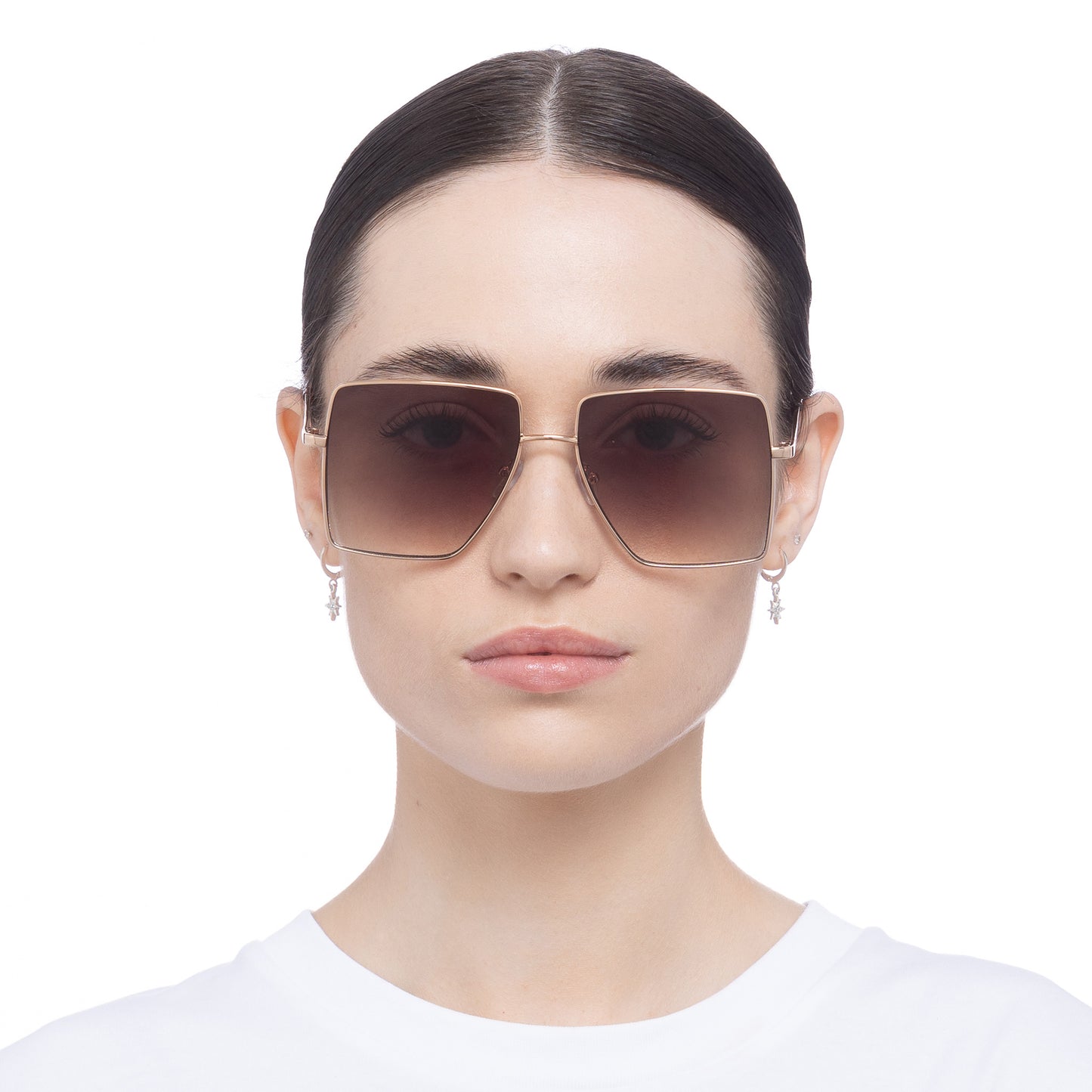 Hadron Gold Female Square Sunglasses | Aire