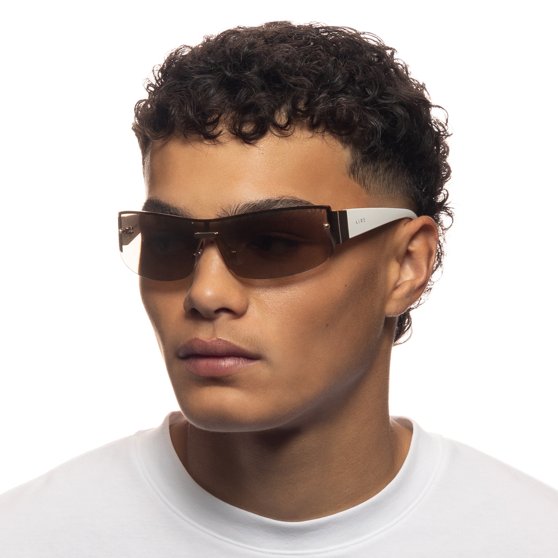 Pegasus Soft Gold White Female Wrap Sunglasses | Aire