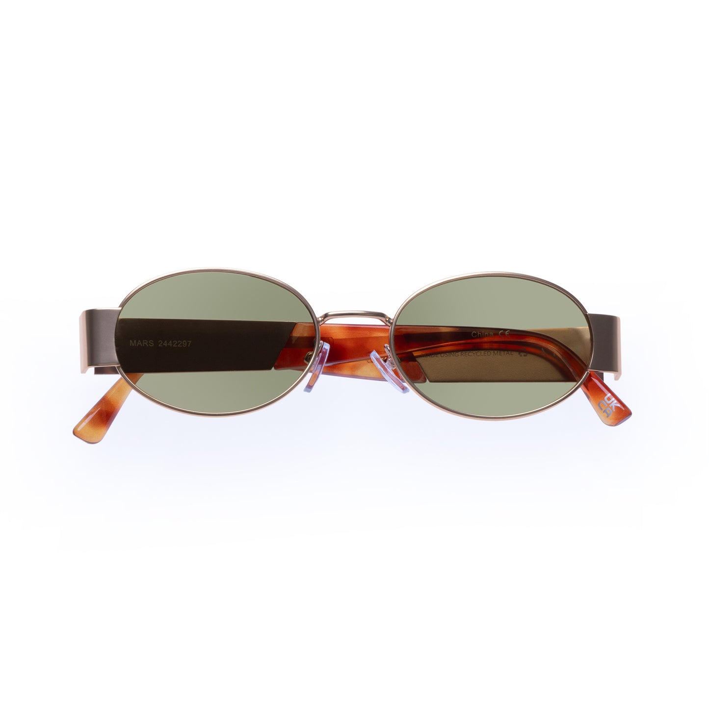 Mars Satin Gold Vintage Tort Uni-Sex Oval Sunglasses | Aire