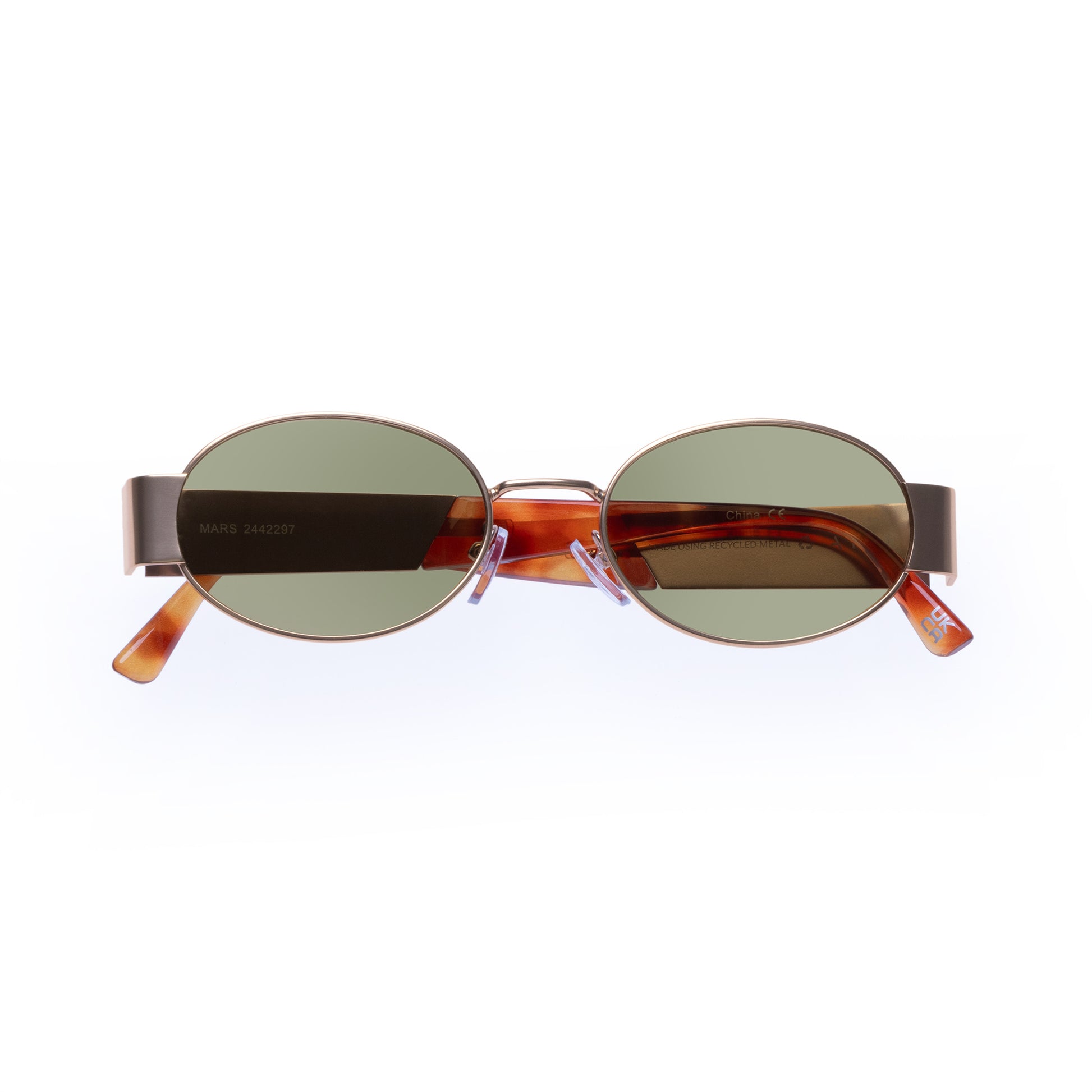 Mars Satin Gold Vintage Tort Uni-Sex Oval Sunglasses | Aire