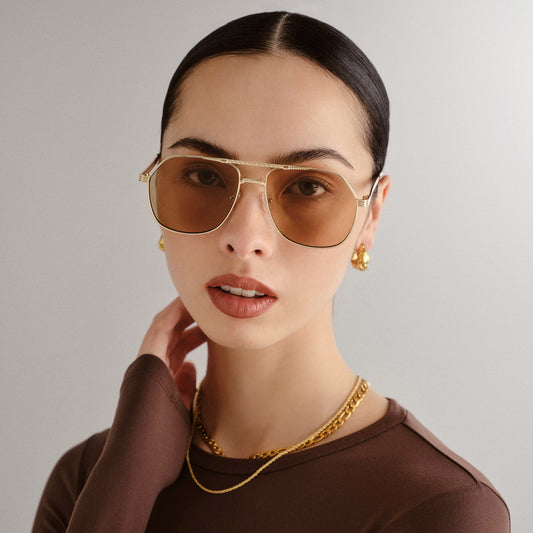 Cosmos Bright Gold Uni-Sex Aviator Sunglasses | Aire