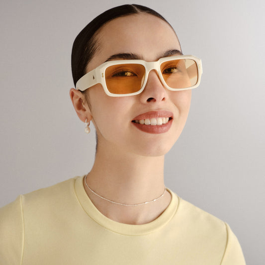 Pluto Ivory Uni-Sex Rectangle Sunglasses | Aire