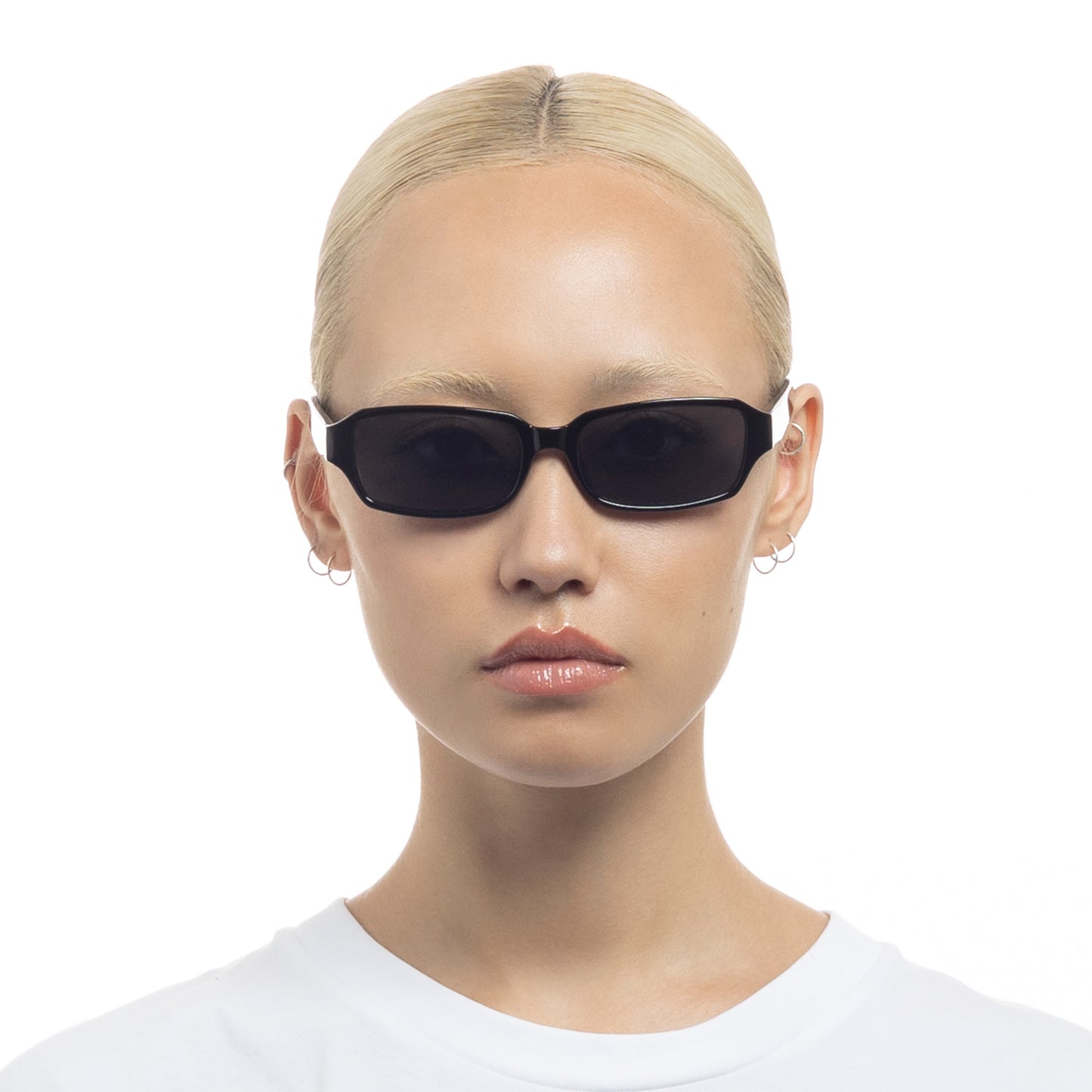 Crater Black Silver Uni-Sex Rectangle Sunglasses | Aire