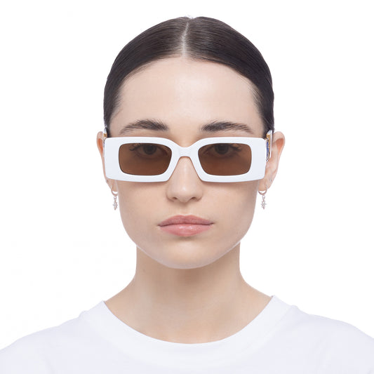 Apollo White Uni-Sex Rectangle Sunglasses | Aire