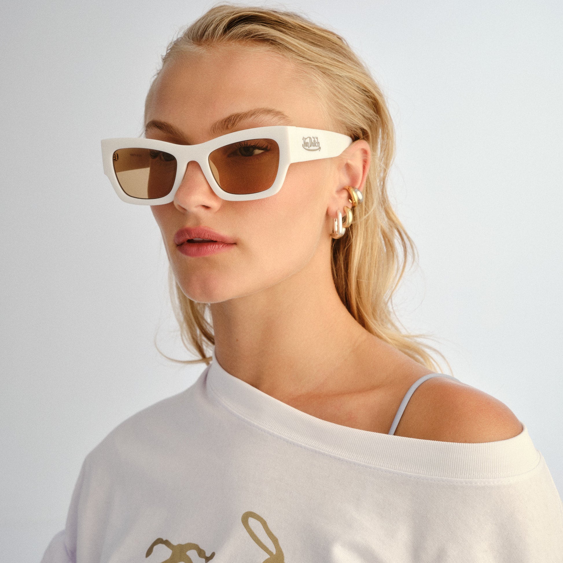 Vendetta Solid White Female Cat-Eye Sunglasses | Aire