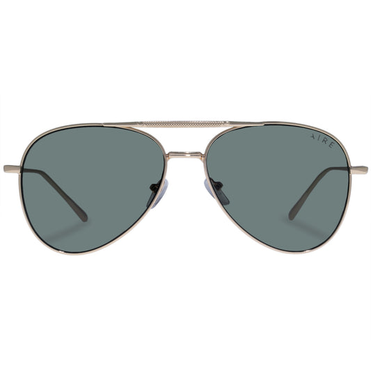 Alpha Bright Gold Uni-Sex Aviator Sunglasses | Aire