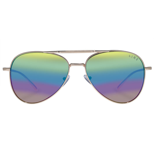 Alpha Bright Gold Uni-Sex Aviator Sunglasses | Aire