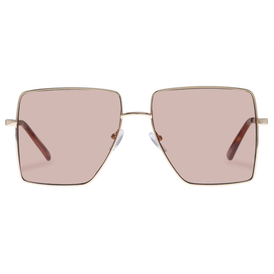 Hadron Bright Gold Female Square Sunglasses | Aire