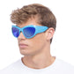 Helium Electric Blue Uni-Sex Wrap Sunglasses | Aire